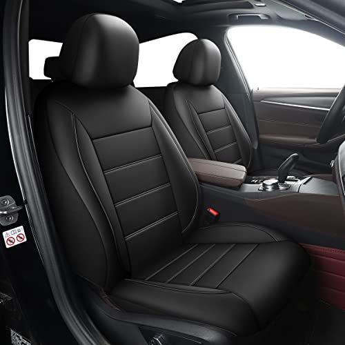SOBONITO Auto-Sitzbezüge Vordersitze Kunst Nappa-Leder,Sitzbezug Set Universal,Auto-Schonbezüge (Black Line)