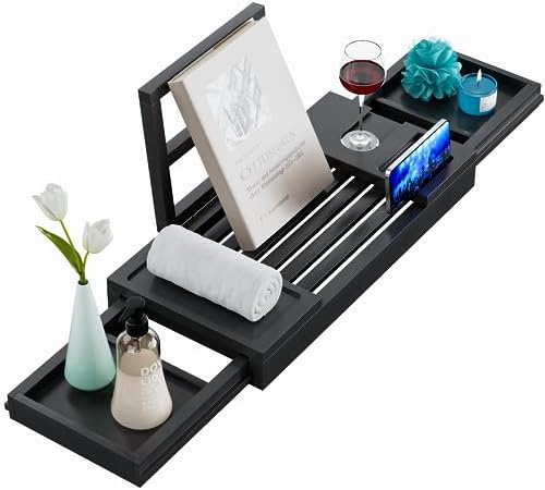 Amazon.com: Yirilan Bamboo Bathtub Tray, Expandable Bathroom Tray ...