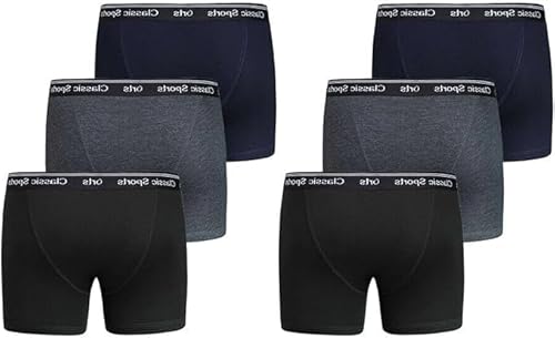 reshmena® 6 Classic Men's Cotton Boxer Shorts, Button Fly Multi-Colour Men Classic Boxer Shorts with Elastic Waistband Everyday Wear Sports Trunks Underwear 2 Button Fly Size S