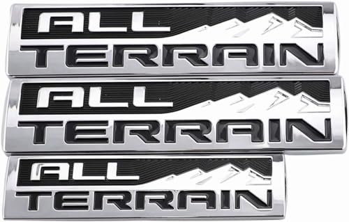 Image of Set 3 Pcs All Terrain Door Tailgate Letter Nameplate Emblem 3D Badge Replacement for All Terrain (Silver Black)