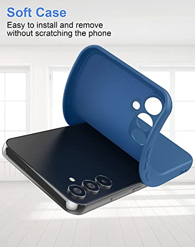 Image of DIZORO Microfiber Candy Case Compatible for Samsung A34 5G Smooth Touch Cushion Liquid Soft Silicone Gel Rubber Phone Cases Non-Slip Full Body Protective Shockproof Back Cover (Blue)