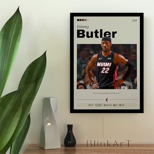 Image of BLINKART Jimmy Butler | Nba Basketball Player | Synthetic Wood Photo Framed Wall Hanging Poster For Room & Office Bedroom Living Boys And Girl Room Home Wall Hanging | 12x18 Inches