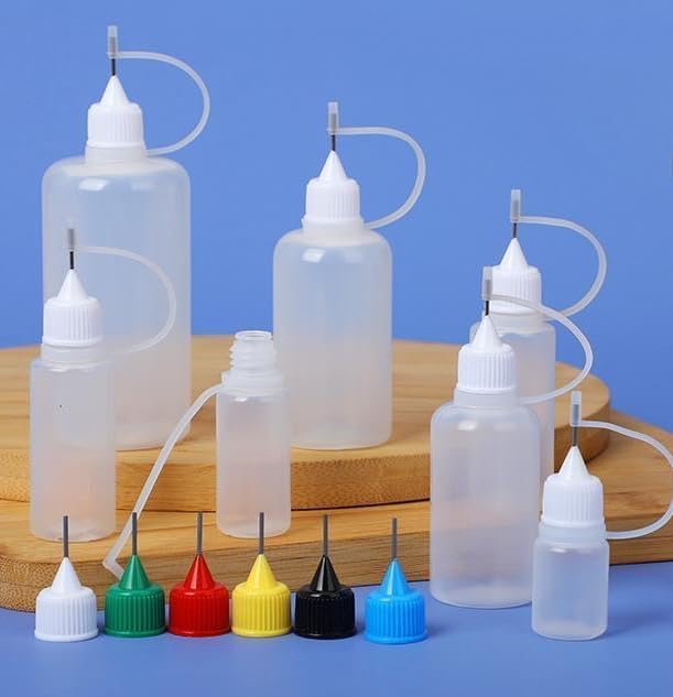 5 PCS Precision Tip Applicator Bottle,1 Ounce/ 30 ml Empty Applicator Glue Oiler Squeeze Bottle for Paper Quilling Gluing Art Craft DIY Projects (Random color)