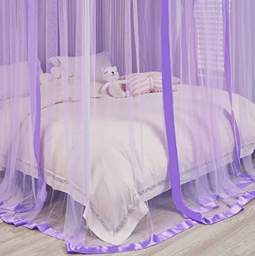 Mengersi Bed Canopy For Girls,Canopy Bed Curtains Canopy For Bed Drapes,Princess Bed Curtains Birthday Present Girls Room Decor,Purple #TOP5