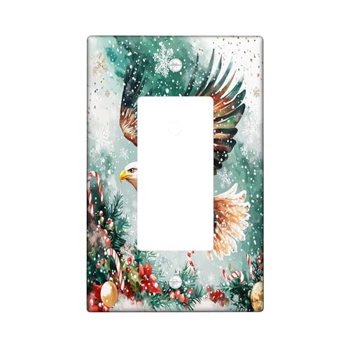 Placa decorativa para interruptor de luz con diseño de águila de Navidad, 1 banda, basculante individual, placa frontal eléctrica de acuarela de Navidad para cocina, baño, decoración de cubierta de