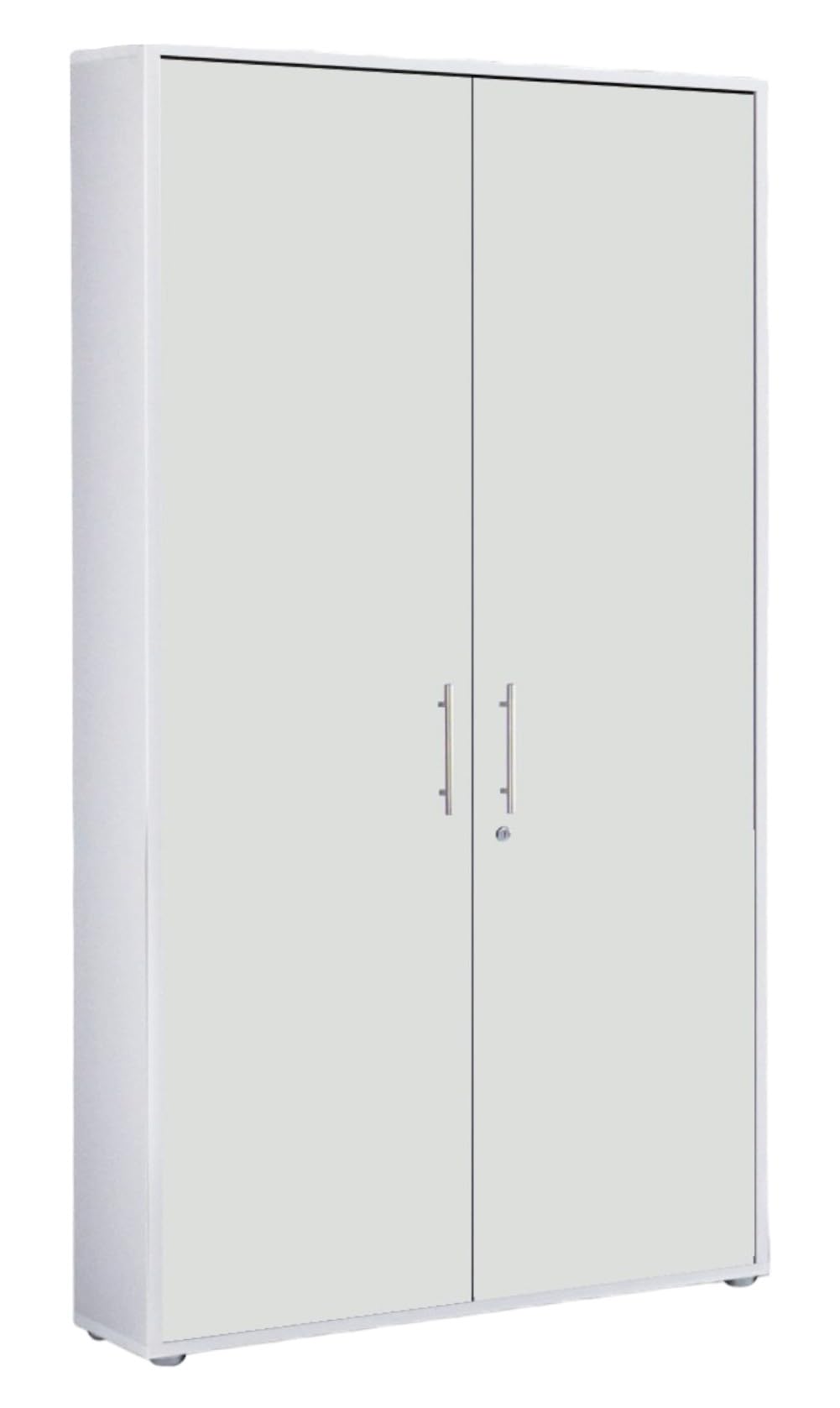 Aktenschrank Tabor hoch Büroschrank mit 2 Türen 84,4 cm breit abschließbar (weiß/weiß matt)