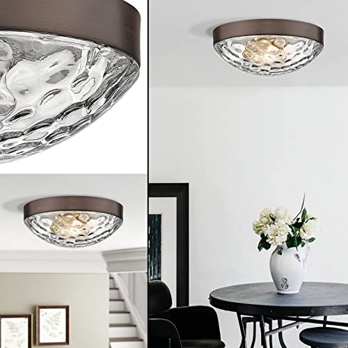 Redeast Flush Mount Ceiling Lights, 2-Light Close To Ceiling Light Fixture, Farmhouse Indoor Flush Mount Lighting, Oil Rubbed Bronze Finish With Bubble Glass #TOP3