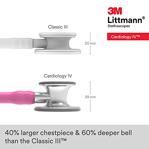3M Littmann Cardiology IV Diagnostic Stethoscope, 6159, More Than 2X as Loud, Weighs Less, Stainless Steel Chestpiece, 27" Rose Pink Tube - Thumbnail 3