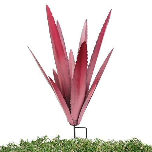 Fleur bricolage métal et sculpture d'agave décor extérieur cour et statue jardin