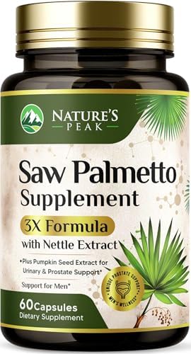 Saw Palmetto Prostate Health Supplements for Men 1000mg – 3X Strength with Pumpkin Seed, DHT Blocker Urinary Health and Prostate Support for Mens Health, Vegan, Non-GMO, Bottled in USA – 60 Capsules