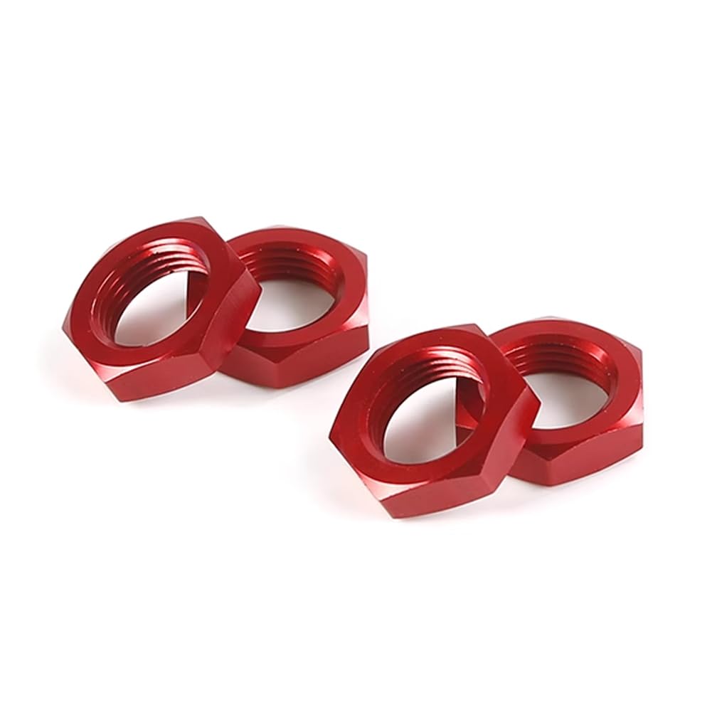 FLMLF Metal 24mm Front Rear Wheel Nut Kit for 1/5 Losi 5ive T Rovan Rofun LT SLT King Motor X2 FID QL DDT Truck Rc Car Parts (Red)
