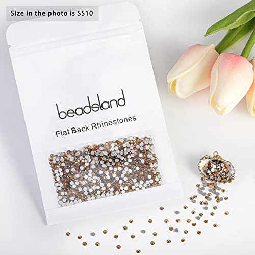 Image of Beadsland 2880pcs Flat Back Crystal Rhinestones Round Gems for Nail Art and Craft Glue Fix,Lt Colorado Topaz,SS10,2.7-2.9mm | Flatback Glass Gems, 2.7-2.9mm, for Nail Art Craft, Glue Fix,Light Brown