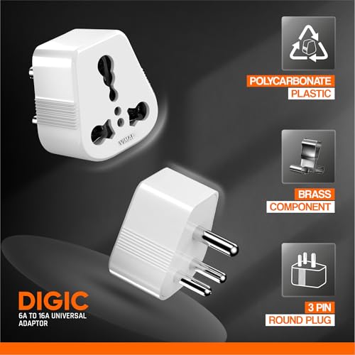 Image of Vimal - Digic 6amp to 16amp 3 Pin Universal Conversion Plug,Pack of 3Pcs,White