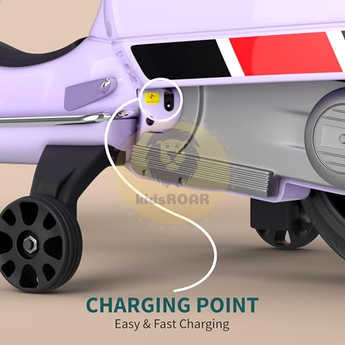 Image of KidsROAR 12V Electric Bike for Kids with Remote Control, Battery Operated Scooter Bike for Boys & Girls, Wide Seat, Music & Lights, Safe Ride-On for 2-6 Years, Manual & Remote Control (Purple)