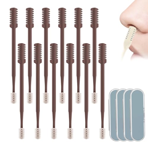 Image of Upgrade Nasal Hair Cutter Travel Essentials for Men Women,2025 Nostril Hair Removal Tools Double Sided Christmas,360 Rotating Manual Nose Hair Trimmer (Brown, 12 Set)
