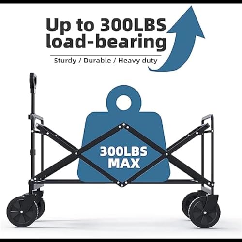 Chariot pliable robuste 300 kg bleu à roues 360° pour camping