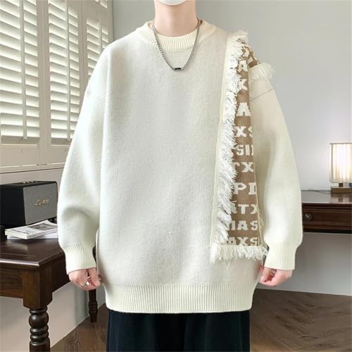 Mens Sweater Winter Round Neck Long-Sleeved Knitted Pullover Casual Loose Sweater3