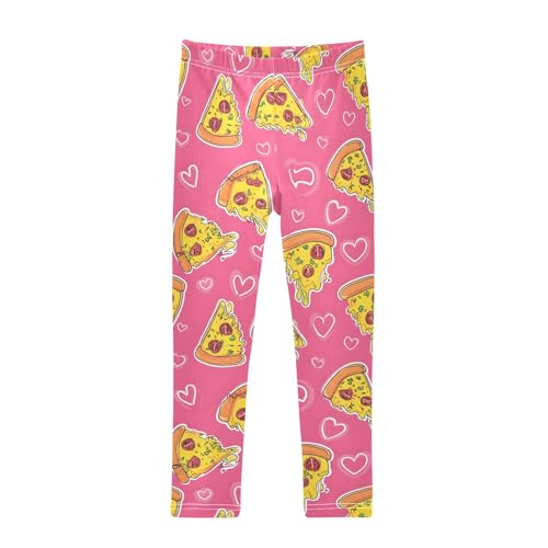 Pizza Pink Love Girls Leggings Soft Stretch Workout Yoga Dance Pants for Kids Casual Tights