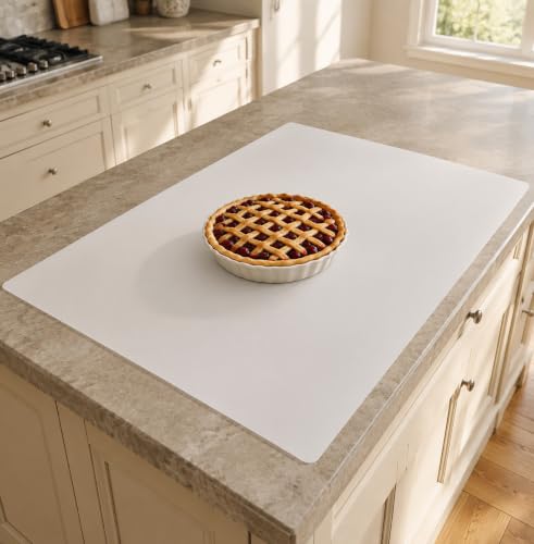 Image of 36''x36''(90cmx90cm) Large Silicone Mat for Kitchen Counter, Heat Resistant Countertop Protector, Non-Slip Waterproof Kitchen Island Mat, Easy to Clean, Semitransparent