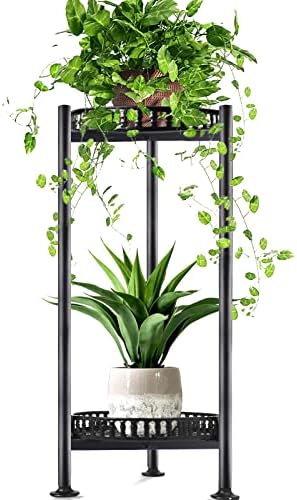 Plant Stand Indoor Outdoor, 30'' Tall Plant Stand, 2 Tier Metal Planter Stand, Rustproof Heavy Duty Plant Stand Flower Pot Holder for Living Room, Corner, Deck