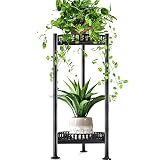 Plant Stand Indoor Outdoor, 30'' Tall Plant Stand, 2 Tier Metal Planter Stand, Rustproof Heavy Duty