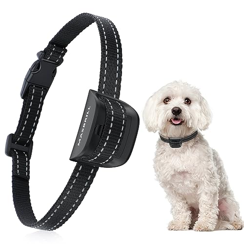 MASBRILL Collier Anti Aboiement pour Petits Chiens, Collier Anti Aboiement Chien avec 2 Modes Ajustables Son/Vibration 7 Niveaux de Sensibilité, Efficace et...