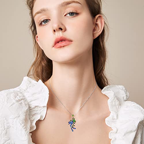 Jkr Enamel Brid Pendant Necklace Sterling Silver Green Jade Vintage Necklace Valentine's Day Mother's Day Birthday Gifts For Women Girl Mom Wife #TOP1