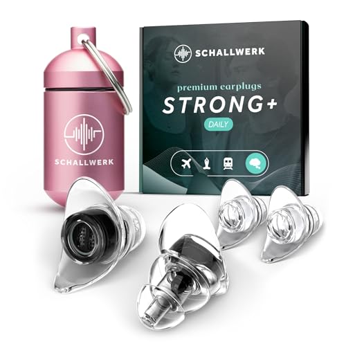 Schallwerk ® Strong+ Daily - tappi per le orecchie poco appariscenti - attutiscono il rumore e preservano la qualità del suono - tappi per le orecchie trasparenti - ear plugs adatti per musica