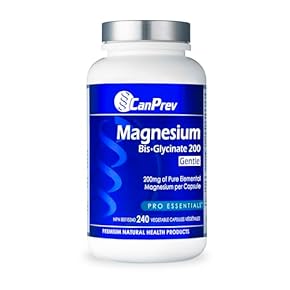 CanPrev Bisglycinate de magnésium pur 200 mg, 240 capsules végétaliennes, alimentation de 240 jours – Doux pour l&#39;estoma