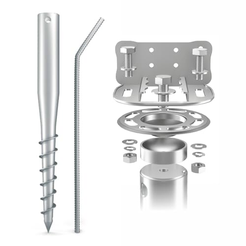 Maxerio NEU 60 cm 6er Base-Set TILT Schraubfundamente inkl. Konsole (feuerverzinkt); Ø 60 x 2; M12