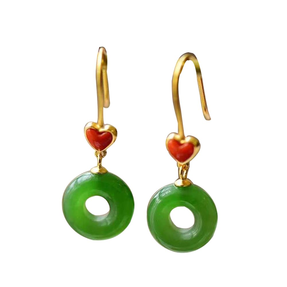Pendientes de botón cómodos de plata S925 e hipoalergénicos con jade verde 7