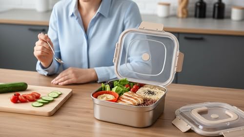 Image of Leakproof Stainless Steel Lunch /Bento Box - Airtight Food Container for Office, School & Travel with Locking Lid 2600ml Food Storage Container with Secure Lid