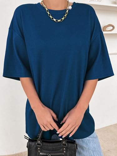 Image of Zilcon Women's Waffle Wool Knit Tops Dressy Business Casual T-Shirt Half Long Sleeve Fall Winter Summer Work Tops