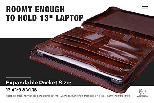 Gavarnie Genuine Leather Professioal Business Portfolio Padfolio Folder with Zipper for Men, Graduation Gift, Work Portfolio with Notepad for Meeting and Travel, Oil Wax