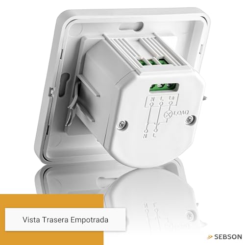 SEBSON Detector de Movimiento Interior para Pared, Sensor PIR 160°, Alcance 9m, Apto para LED, Programable - Compatible con Caja de Mecanismos Estándar 68mm - imagen 9