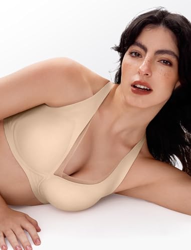 Deep V Mesh Wireless Bras for Women No Underwear Seamless Push Up Comfortable Tshirt Bralettes Everyday Bra4