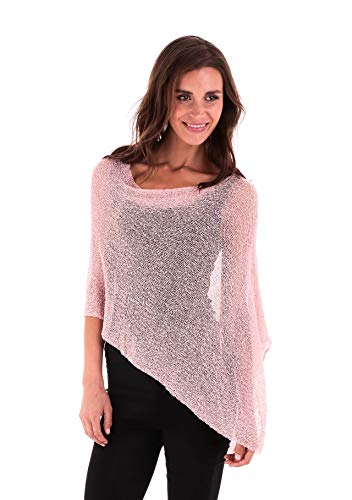 SHU-SHI - Jersey de Estilo Capa para Mujer - con Transparencias - Punto Ligero - Talla única - Rosa Colorete Cover