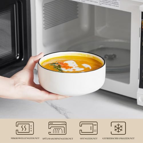 MALACASA Müslischalen 6er Set, 640ml Suppenschalen Porzellan Salatschüssel Set Dessertschalen Frühstücksschalen Keramik Große Schüsseln Set… – Ansicht 4