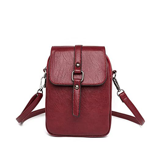 Bolsa de ombro multicamadas espessas cor sólida bolsa feminina bolsas de mão presentes, Vermelho