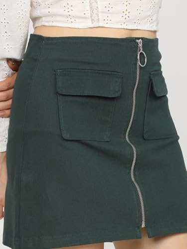 Image of Tokyo Talkies Women's Straight Fit A-Line Skirts | Strachable Skirts| Mid-Rise| Women Skirt | Skirt for Women
