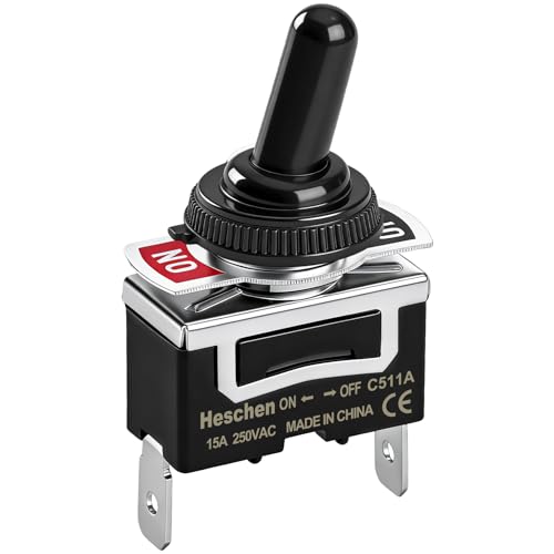 Heschen Metall-Kippschalter, C511A, SPST gewartet, Ein/Aus 2 Positionen, 15A 250VAC, 2 Flachsteckanschluss, CE, mit wasserdichter Abdeckung (1)