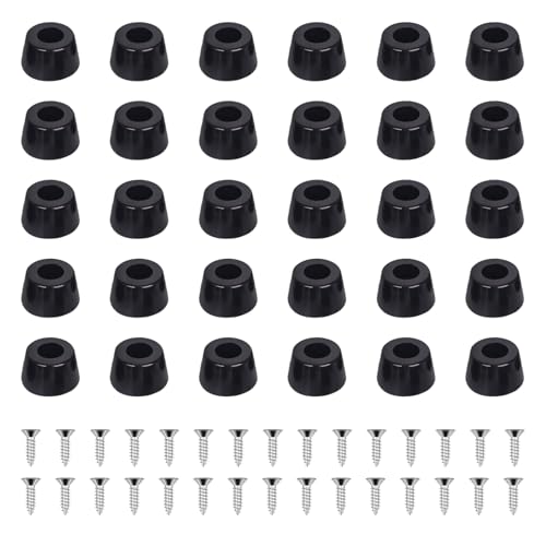 Image of ZDNT 30Pcs Round Black Rubber Feet with Stainless Steel Screws,Rubber Cutting Board Feet,Non Slip Furniture Feet Pads for Furniture Tables Chairs Chopping Boards (12 * 8 * 7mm)