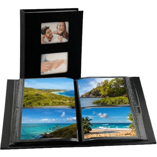 Album Fotos 10x15 200 Fotos, AlbumFotos Negro, AlbumFotos 10x15, Albunes para Fotos,álbum Insertable de Linocon 200 Bolsillos, para Boda, Familiar