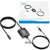 eSynic 192kHz DAC Converter 2M/6FT Cable Long Optical to 3.5mm Adapter Aluminum Alloy Shell from HDTV/Blu-Ray/Gaming Console to 3.5MM Audio Speaker [Can Not Connect Soundbar] [No Surround Sound]