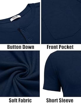 COOFANDY Heren Henley Shirt Geribbelde Korte Mouw Shirts Met