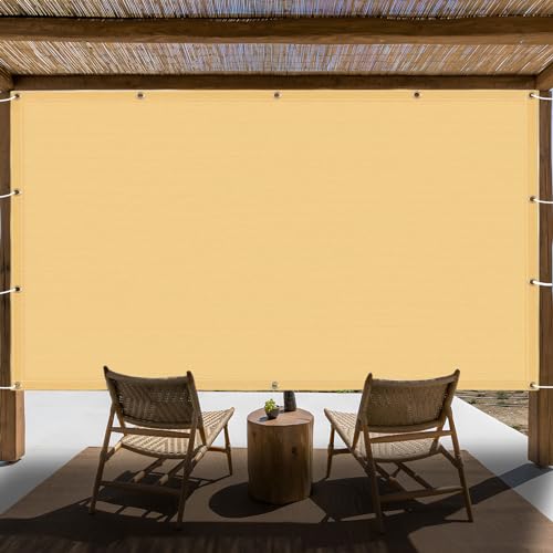SUNNY GUARD 95% Shade Fabric Outdoor Sun Shade Cloth, with Reinforced Grommets for Outdoor Patio Garden Pergola Cover Canopy for Privacy Screen for UV Protection, 6x6 FT, Sand