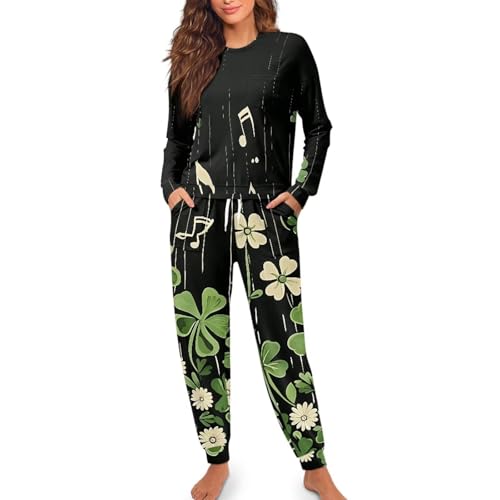 Image of Women's Pajamas Set Soft 2 Piece Loungewear Long Sleeve Pj Set Matching Sleepwear with Pockets for Women Plus Size
