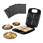 DMD Collective - 3-in-1 Family Toastie Maker Sandwich Toaster, 4 Slice Waffle Maker, Panini Press Deep Filled Removable Plates with Non-Stick Coating & Drip Trays 1200W