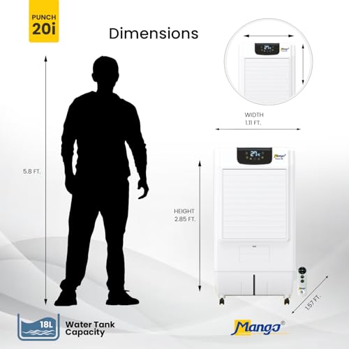 Image of Mango Punch Room Air Cooler Punch 20i |2000 m /hr Air Delivery | Honeycomb Pads | Auto Swing | Castor Wheels | For Rooms up to 235 Sq Ft (18L)
