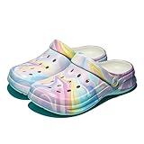 HoEase Tie-dye Garden Clogs for Women, Comfortable Slip-on Clog Shoes for Gardening, Beach, Pool, Outdoor & Indoor Use, Slippers & Sandals for All Seasons (S03, 40)